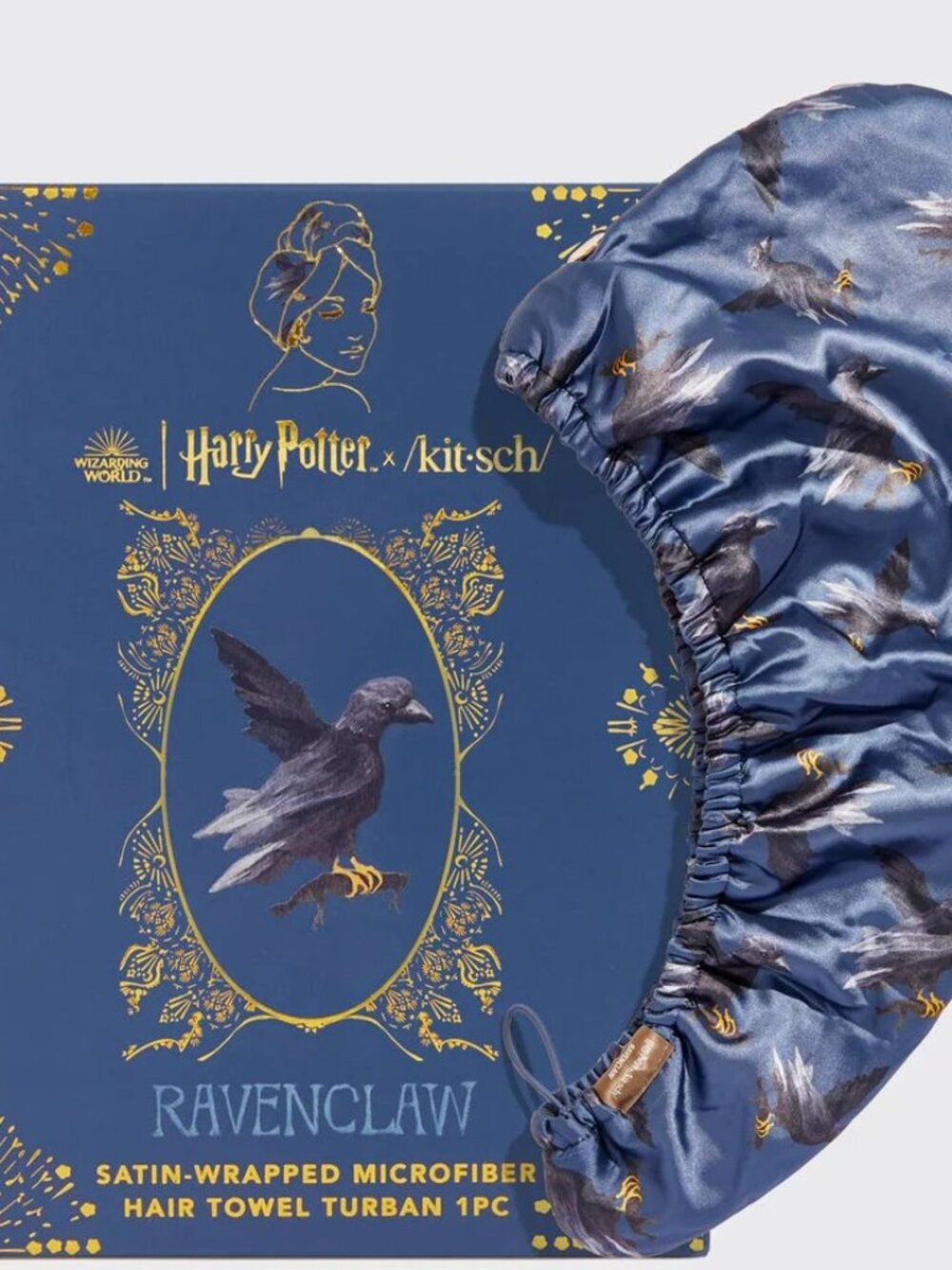 Harry Potter x Kitsch Satin-Wrapped Hair Towel Ravenclaw Wizarding World NIB